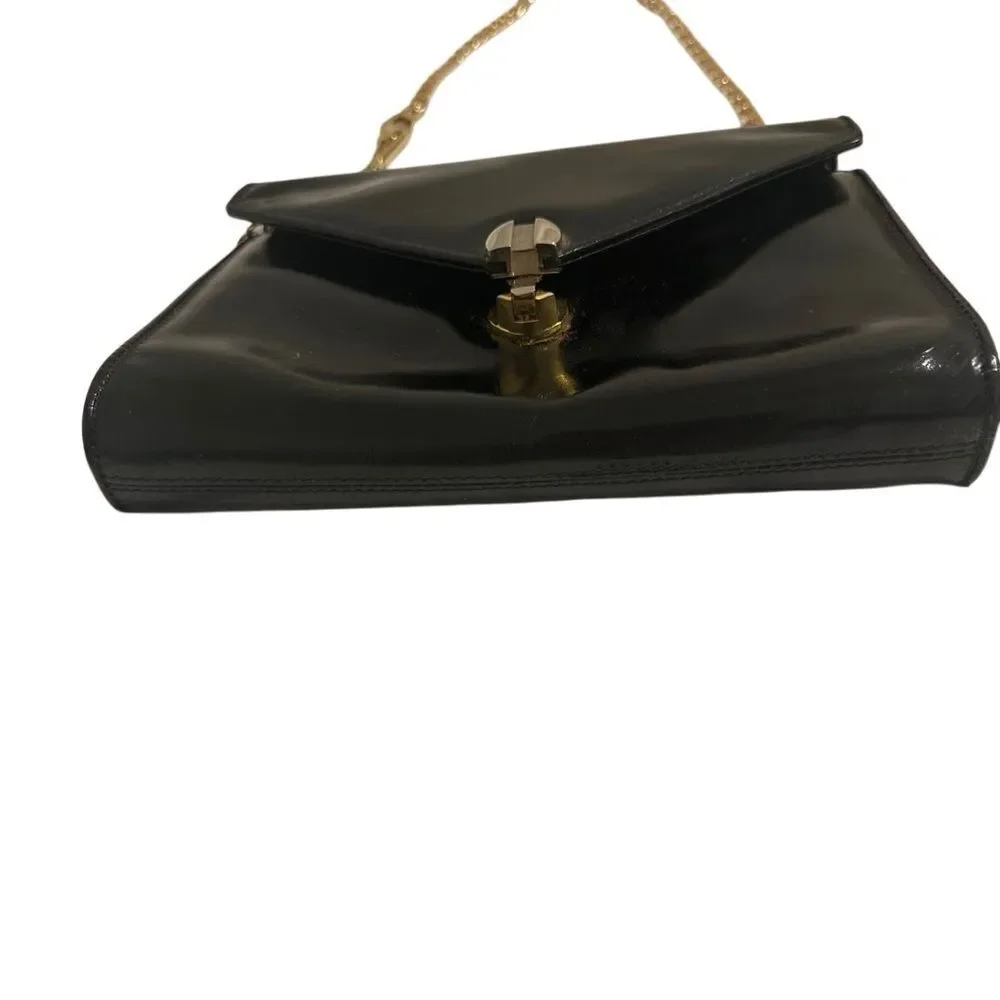 Black and Gold Crossbody Bag with Skull Clasp - Picture 9 of 11